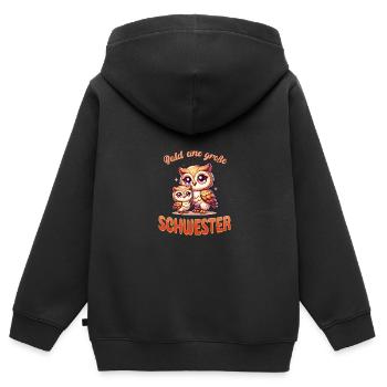 Bald eine große Schwester - Kinder Premium Organic Zip Hoodie - Schwarz - Hinten - AI Model Kid Male (0cm)