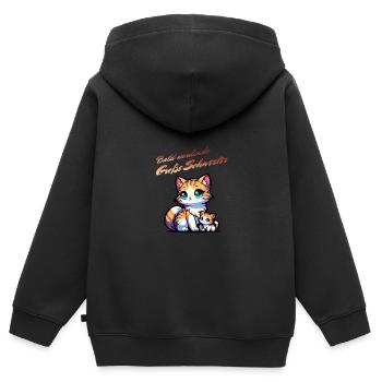 Bald werdende große Schwester - Kinder Premium Organic Zip Hoodie - Schwarz - Hinten - AI Model Kid Male (0cm)