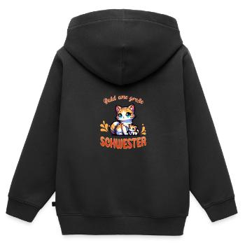 Bald eine große Schwester - Kinder Premium Organic Zip Hoodie - Schwarz - Hinten - AI Model Kid Male (0cm)
