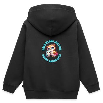 Bald werde ich eine große Schwester - Kinder Premium Organic Zip Hoodie - Schwarz - Hinten - AI Model Kid Male (0cm)