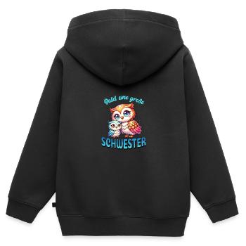 Bald eine große Schwester - Kinder Premium Organic Zip Hoodie - Schwarz - Hinten - AI Model Kid Male (0cm)