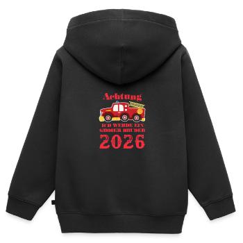 Achtung Ich Werde Ein Großer Bruder 2026 - Kinder Premium Organic Zip Hoodie - Schwarz - Hinten - AI Model Kid Male (0cm)