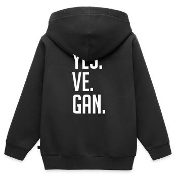 yes, vegan! - Kinder Premium Organic Zip Hoodie - Schwarz - Hinten - AI Model Kid Male (0cm)