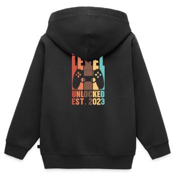 Level up to Big bro 2023 cool gaming design - Kids Premium Organic Zip-up Hoodie - black - Back - AI Model Kid Male (0cm)