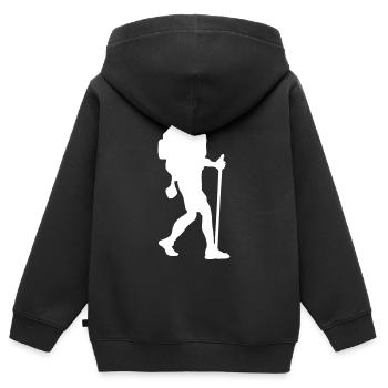 Wanderer Backpacker weiß - Kinder Premium Organic Zip Hoodie - Schwarz - Hinten - AI Model Kid Male (0cm)