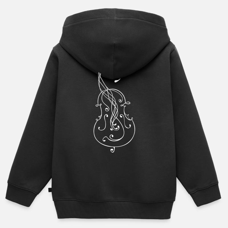 Violoncelle - Sweat Premium à capuche zippé enfant bio - noir
