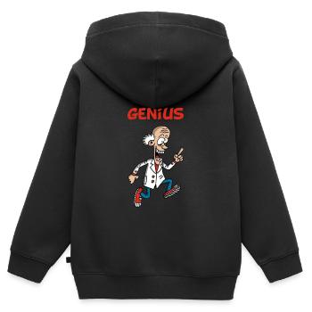 Ich bin ein Genie (Englisch) - Kinder Premium Organic Zip Hoodie - Schwarz - Hinten - AI Model Kid Male (0cm)