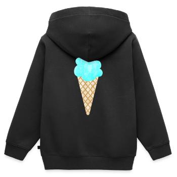 Eis Eiscreme Waffel blau cool Sommer Eisdiele Fan - Kinder Premium Organic Zip Hoodie - Schwarz - Hinten - AI Model Kid Male (0cm)