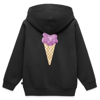 Eiscreme Icecream Eis Waffel Eiskrem Eisdiele lila - Kinder Premium Organic Zip Hoodie - Schwarz - Hinten - AI Model Kid Male (0cm)