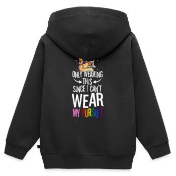 Je ne le porte que depuis que je ne peux pas porter ma fursuit - Sweat Premium à capuche zippé enfant bio - noir - Dos - AI Model Kid Male (0cm)