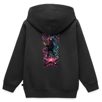 La Petite Rebelle – Couronne Brisée - Sweat Premium à capuche zippé enfant bio - noir - Dos - AI Model Kid Male (0cm)