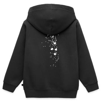 cœurs, dessin, illustration, rose, cœur, blanc - Sweat Premium à capuche zippé enfant bio - noir - Dos - AI Model Kid Male (0cm)