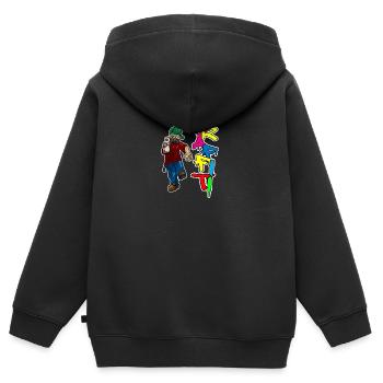 Graffiti Spray Doodle zeichnen Schreiben Wand Oberfläche Geschenk - Kinder Premium Organic Zip Hoodie - Schwarz - Hinten - AI Model Kid Male (0cm)