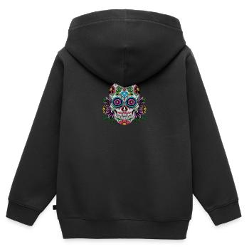 Zucker Schädel Tag der Toten Geschenk - Kinder Premium Organic Zip Hoodie - Schwarz - Hinten - AI Model Kid Male (0cm)