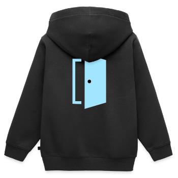 Tür Ausgang Eingang - Kinder Premium Organic Zip Hoodie - Schwarz - Hinten - AI Model Kid Male (0cm)