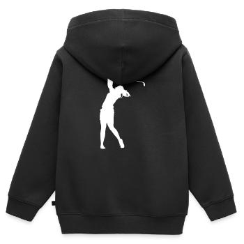 Golf Golfer Abschlag Golfball Golfspieler - Kinder Premium Organic Zip Hoodie - Schwarz - Hinten - AI Model Kid Male (0cm)