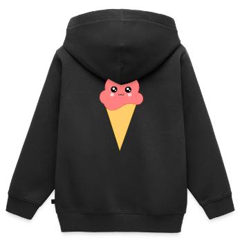 Kawaii Eis Kawaii Erdbeereis Kawaii Eiscreme - Kinder Premium Organic Zip Hoodie - Schwarz - Hinten - AI Model Kid Male (0cm)