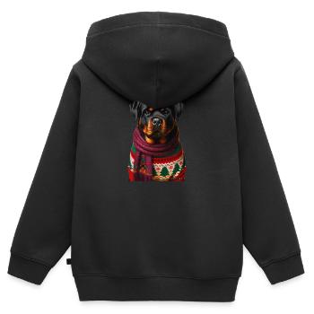 Rottweiler Weihnachten - Kinder Premium Organic Zip Hoodie - Schwarz - Hinten - AI Model Kid Male (0cm)