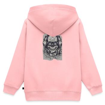 SkullGroove Beats Casque Morts-Vivants Métal - Sweat Premium à capuche zippé enfant bio - rose - Dos - AI Model Kid Female (0cm)