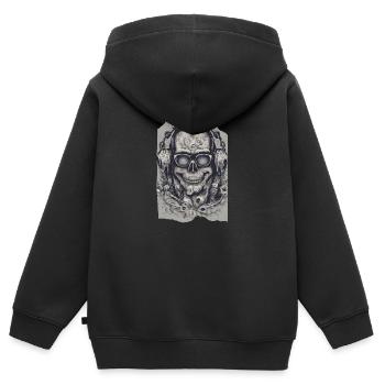 SkullGroove Beats Undead Kopfhörer Metall - Kinder Premium Organic Zip Hoodie - Schwarz - Hinten - AI Model Kid Male (0cm)
