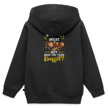 Nourriture Repas - Sweat Premium à capuche zippé enfant bio - noir - Dos - AI Model Kid Male (0cm)