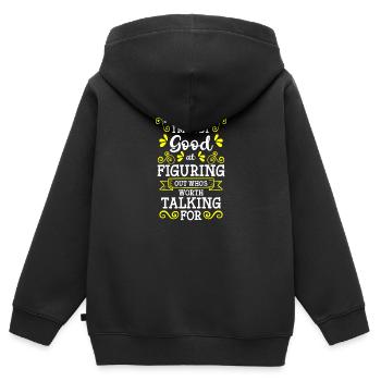 Timide, misanthrope, antisociale - Sweat Premium à capuche zippé enfant bio - noir - Dos - AI Model Kid Male (0cm)