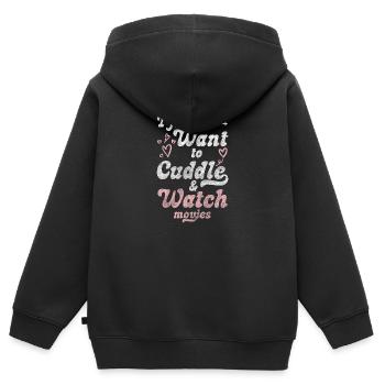 Liebe Umarmung - Kinder Premium Organic Zip Hoodie - Schwarz - Hinten - AI Model Kid Male (0cm)