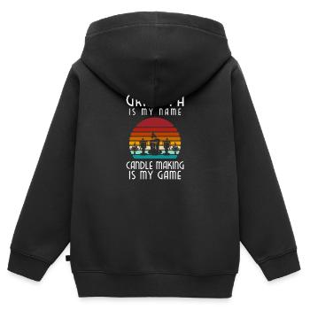 Bougie Chaleur S’éteindre - Sweat Premium à capuche zippé enfant bio - noir - Dos - AI Model Kid Male (0cm)