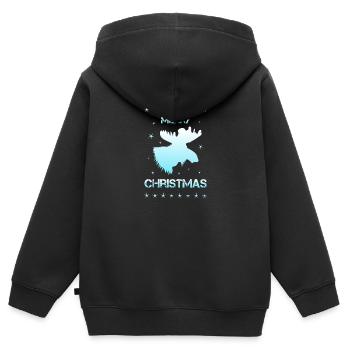 Merry Christmas moose - Kinder Premium Organic Zip Hoodie - Schwarz - Hinten - AI Model Kid Male (0cm)