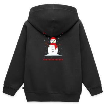 Schneemann Winter Weihnachten - Kinder Premium Organic Zip Hoodie - Schwarz - Hinten - AI Model Kid Male (0cm)