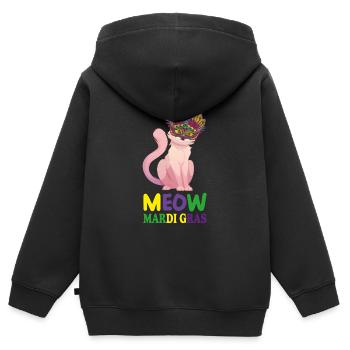 Lustige Katzen, Miau Mardi Gras, Miau, Mardi Gras Katzen - Kinder Premium Organic Zip Hoodie - Schwarz - Hinten - AI Model Kid Male (0cm)
