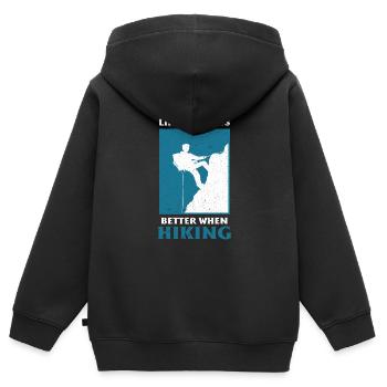 Klettern Kletterer Berge Kletterwand Kletterdad - Kinder Premium Organic Zip Hoodie - Schwarz - Hinten - AI Model Kid Male (0cm)