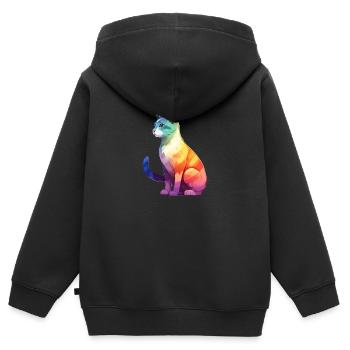 Chat de fierté - Sweat Premium à capuche zippé enfant bio - noir - Dos - AI Model Kid Male (0cm)