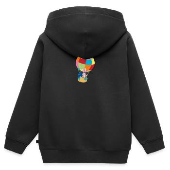 Elefant und Hase Ballon fahren - Kinder Premium Organic Zip Hoodie - Schwarz - Hinten - AI Model Kid Male (0cm)