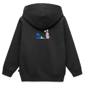 Elefant und Hase sind müde - Kinder Premium Organic Zip Hoodie - Schwarz - Hinten - AI Model Kid Male (0cm)