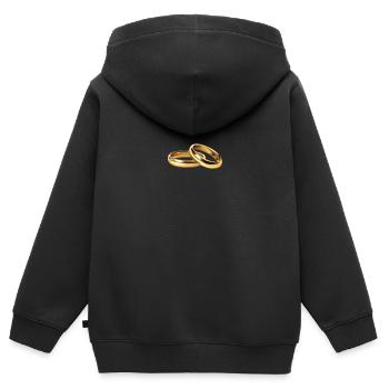 Ring - Kinder Premium Organic Zip Hoodie - Schwarz - Hinten - AI Model Kid Male (0cm)