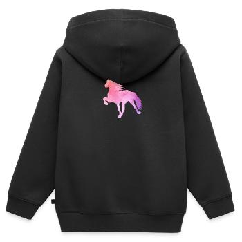 Islandpferd Watercolor - Kinder Premium Organic Zip Hoodie - Schwarz - Hinten - AI Model Kid Male (0cm)