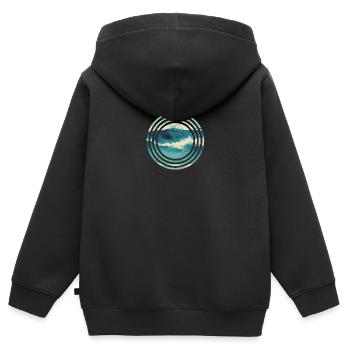 Welle Vintage Aquarell - Kinder Premium Organic Zip Hoodie - Schwarz - Hinten - AI Model Kid Male (0cm)