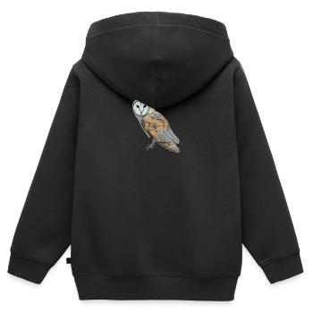 Eule - Schleiereule - Kinder Premium Organic Zip Hoodie - Schwarz - Hinten - AI Model Kid Male (0cm)