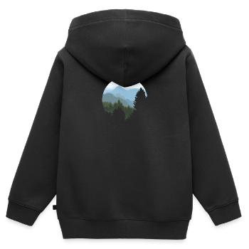 Montagne Solitaire - Sweat Premium à capuche zippé enfant bio - noir - Dos - AI Model Kid Male (0cm)
