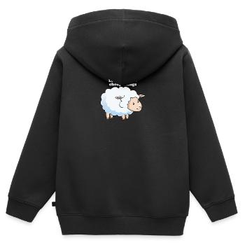 Mouton sait - Sweat Premium à capuche zippé enfant bio - noir - Dos - AI Model Kid Male (0cm)