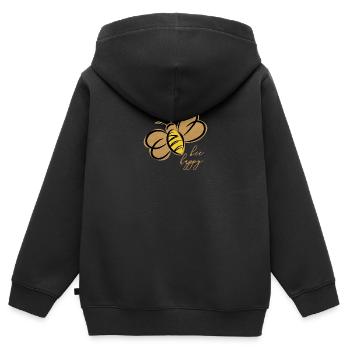 bee happy bees // Une impression dorée. - Sweat Premium à capuche zippé enfant bio - noir - Dos - AI Model Kid Male (0cm)
