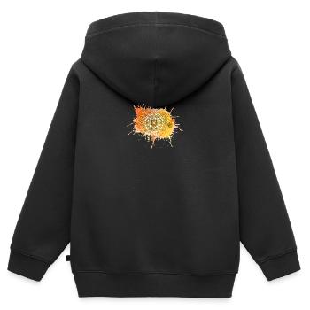 Mandala - Orange - Sweat Premium à capuche zippé enfant bio - noir - Dos - AI Model Kid Male (0cm)