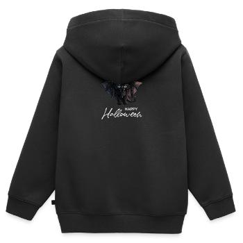 Joyeux Halloween Slogan Mignon Vampire Chat Noir - Sweat Premium à capuche zippé enfant bio - noir - Dos - AI Model Kid Male (0cm)