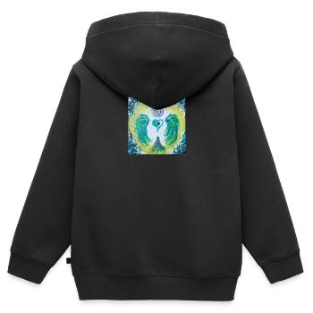 Gel de cœur « Blocages de communication de résolution » - Sweat Premium à capuche zippé enfant bio - noir - Dos - AI Model Kid Male (0cm)