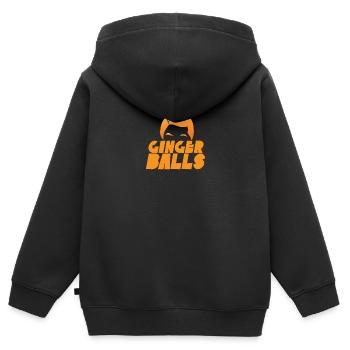 Boules de gingembre avec des cheveux roux - Sweat Premium à capuche zippé enfant bio - noir - Dos - AI Model Kid Male (0cm)