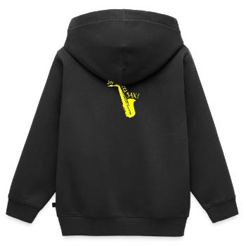 J'AI UN GROS SAX ! - Sweat Premium à capuche zippé enfant bio - noir - Dos - AI Model Kid Male (0cm)