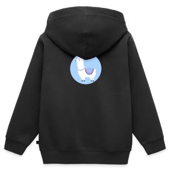 Lama mit bunten accessoires - Kinder Premium Organic Zip Hoodie - Schwarz - Hinten - AI Model Kid Male (0cm)