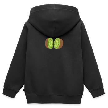kiwi fendant 2 morceaux de kiwi - Sweat Premium à capuche zippé enfant bio - noir - Dos - AI Model Kid Male (0cm)