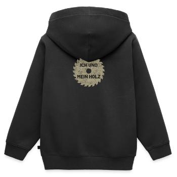ich und mein holz - Kinder Premium Organic Zip Hoodie - Schwarz - Hinten - AI Model Kid Male (0cm)